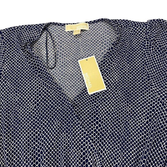 Michael Kors Sheath Dress Womens Medium Navy White Fringing Short Sleeve $135 - Picture 9 of 16